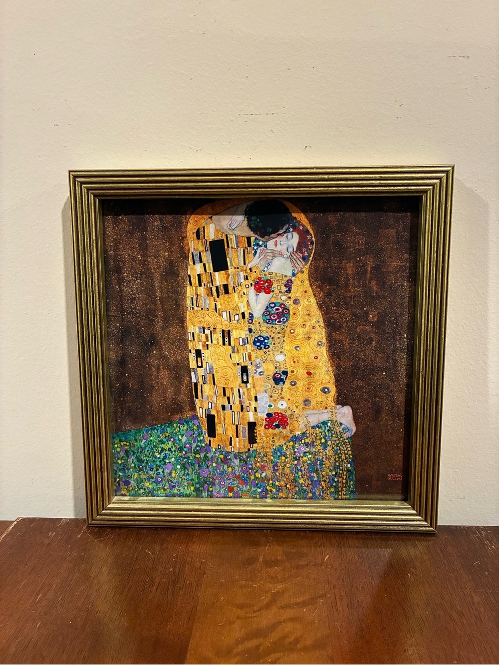 Gustav Klimt The Kiss Gold Framed Print 10x10 Art Nouveau Lovers Wall Art